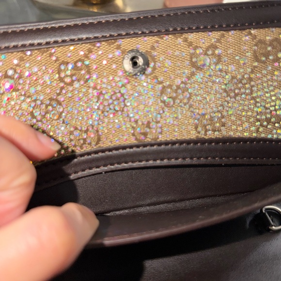 Bejeweled Brown Embellished Women's crossbody chain mini Bag - Picture 8 of 11